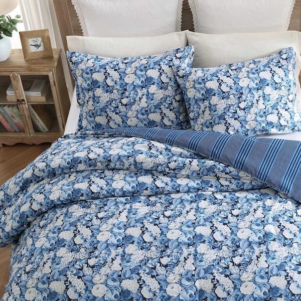 Laura Ashley Sweet Memories 3-Piece Cotton Indigo Blue Full/Queen