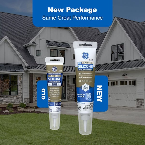 GE Advanced 2.8 oz. Clear Silicone 2-Window and Door Squeeze