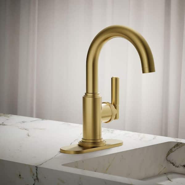 Torrington Single Handle Single Hole Bathroom Faucet in Vibrant Brushed Moderne Brass