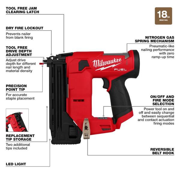Milwaukee M18 FUEL 18-Volt Lithium-Ion Brushless Cordless Gen II 18-Gauge Brad Nailer W/25 ft. Wide Blade Magnetic Tape Measure