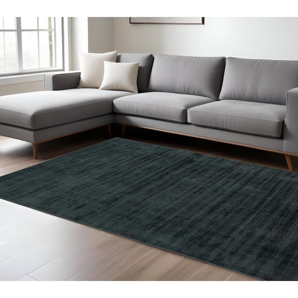 10 ft. x 14 ft. Charcoal And Black Abstract Hand Woven Area Rug