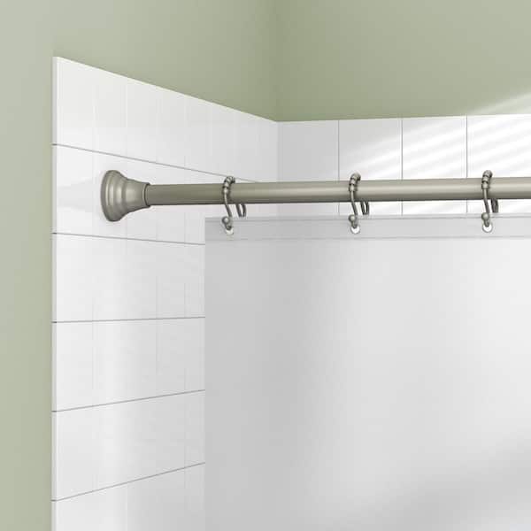 Double Roller Shower Hooks In Nickel, Double Rod Shower Curtain Rod