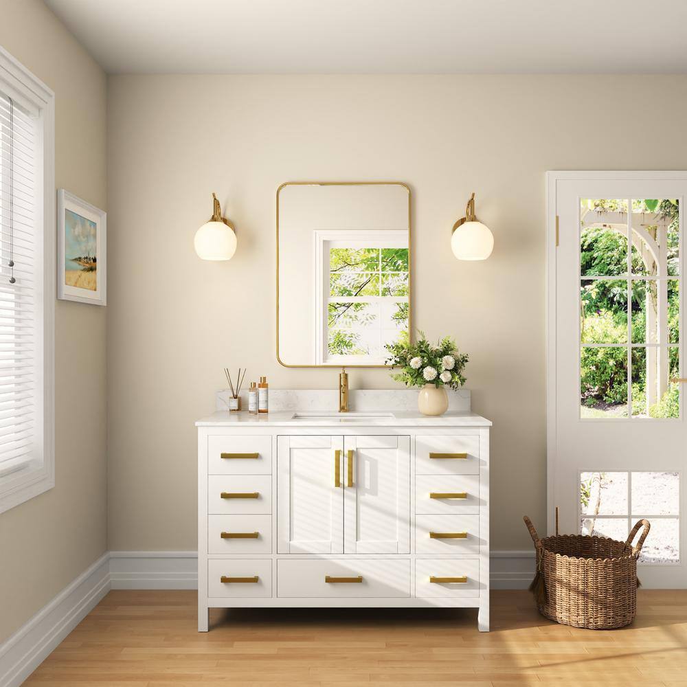 DeerValley White 48" Freestanding Bathroom Vanity with Ceramic Sink