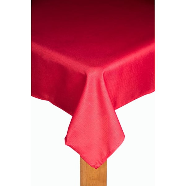 Oxford 60 in. x 84 in. Red 100% Polyester Tablecloth
