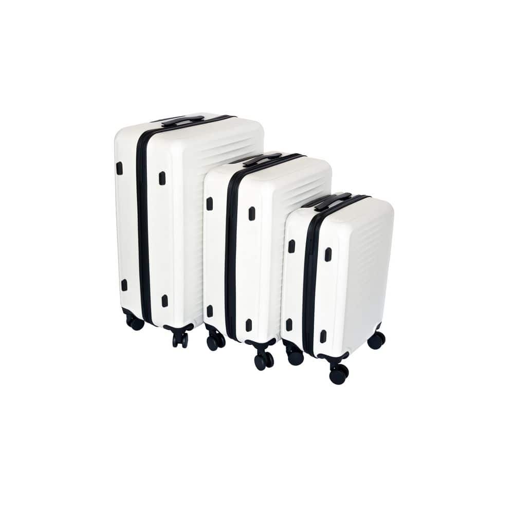 LIVACA 3-Piece White ABS Plastic Ultra Lightweight Hardside