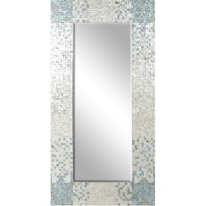 70 in. x 36 in. Grey Mussel shell Coastal Rectangle Wall Mirror