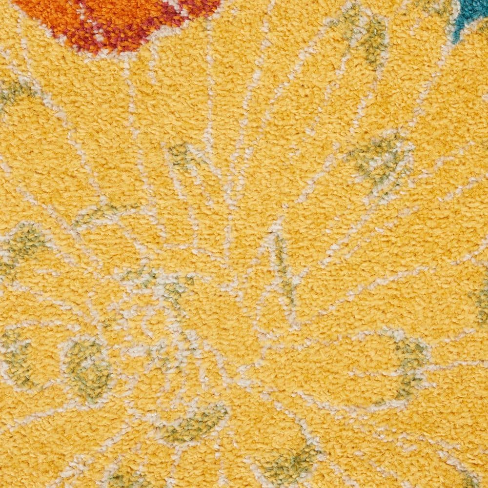 Handmade Turquoise Multicolor Floral Synthetic Area Rug 5' x 7'
