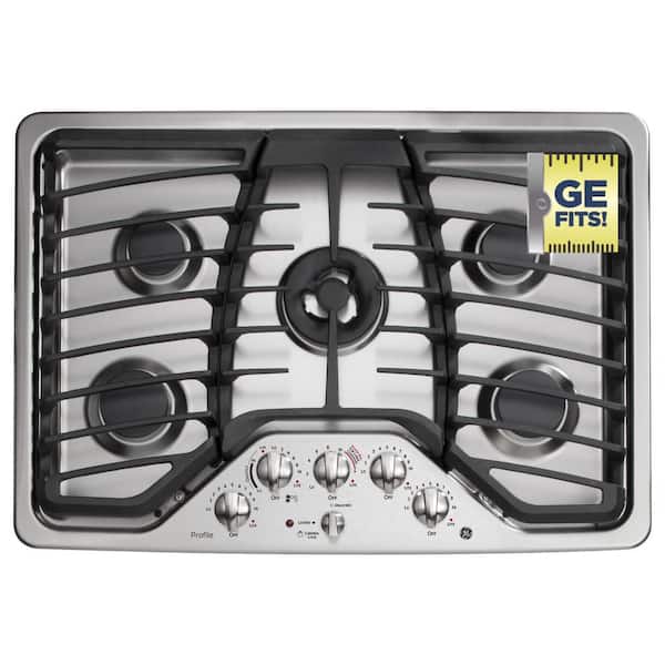 GE 30 in. Deep Recessed Gas Cooktop in Stainless Steel with 5 Burners including Tri-Ring Burner