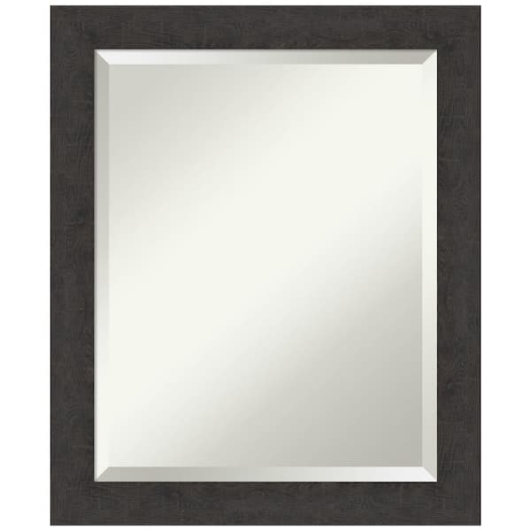 Amanti Art Medium Rectangle Distressed Brown/Tan Beveled Glass Modern Mirror (23.25 in. H x 19.25 in. W)