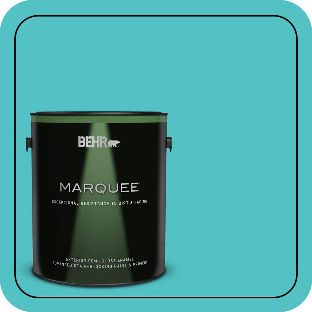 BEHR MARQUEE 1 gal. #500B-4 Gem Turquoise Semi-Gloss Enamel Exterior ...