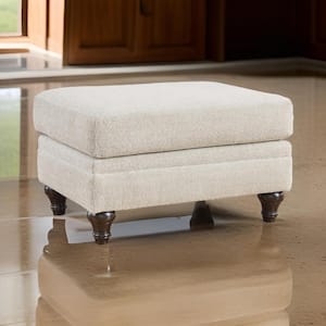 Beige and Brown Foam Rectangle Storage Ottoman Medium