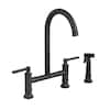 UPIKER Double Handle Bridge Kitchen Faucet With Side Spray In Matte   Matte Black Bridge Kitchen Faucets Up2304kfmb0028 64 100 