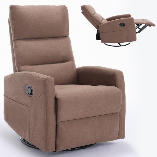 Brown Manual Recliner Chair with Rocker and Swivel for Living Room Study Bedroom