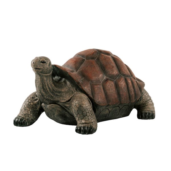 28 in.  L Brown and Black Concrete/MgO Walking Tortoise Statue, Indoor or Outdoor decor, Natural Design Sculpture