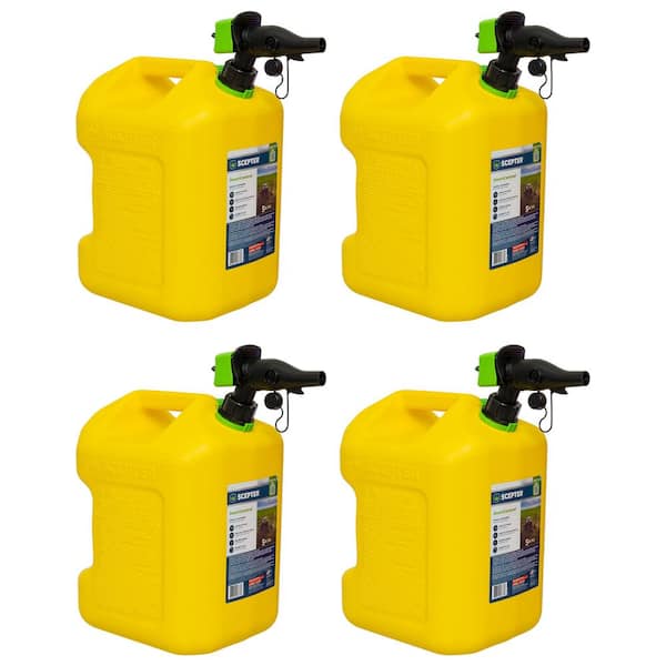 5 Gallon Rear Handle Diesel Gas Jug in Yellow (4-Pack)