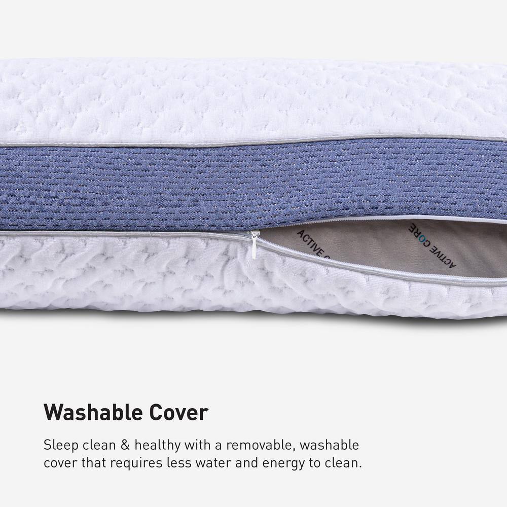 Balance 1.0 White and Blue Medium Hybrid Pillow