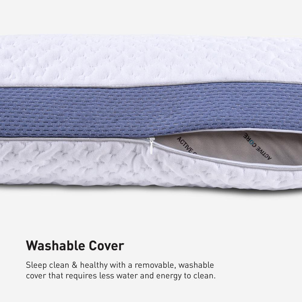 Balance 3.0 White and Blue Medium Hybrid Pillow