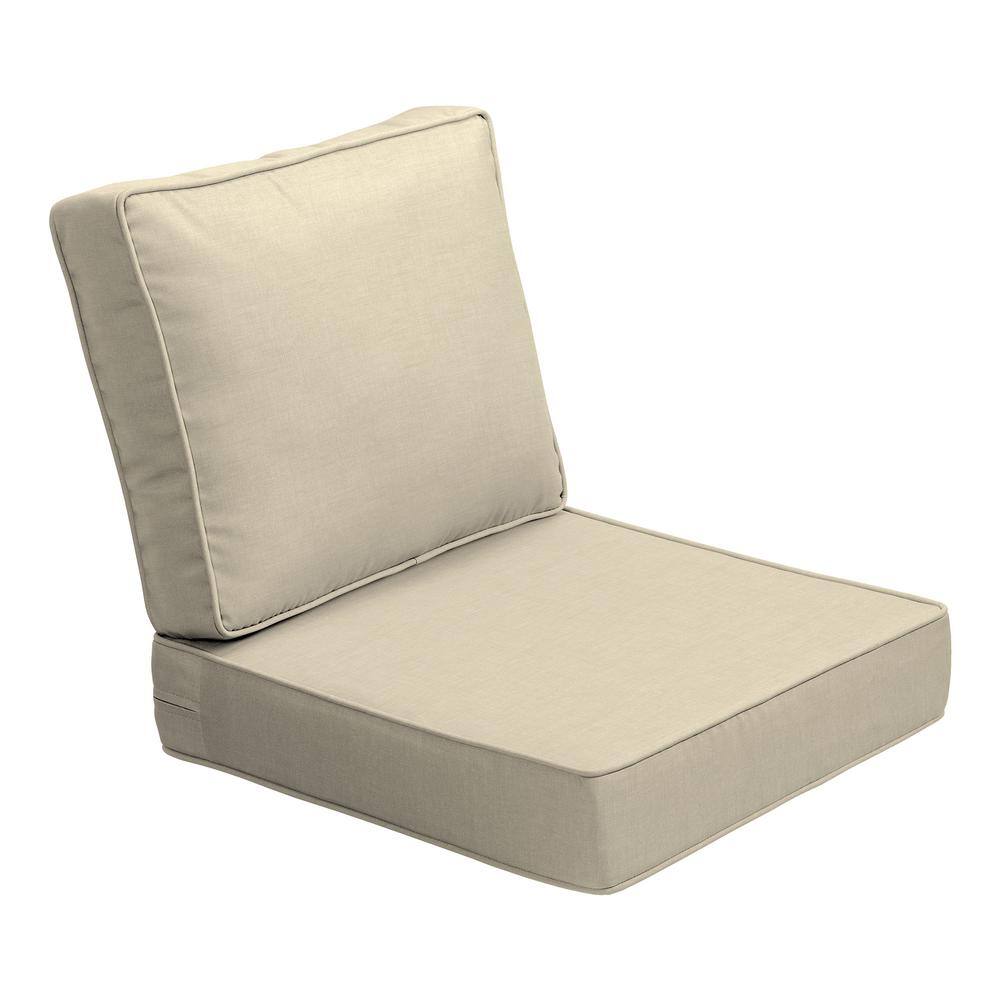 ProFoam 24 in. x 24 in. 2-Piece Deep Seating Outdoor Lounge Chair Cushion in Tan Leala
