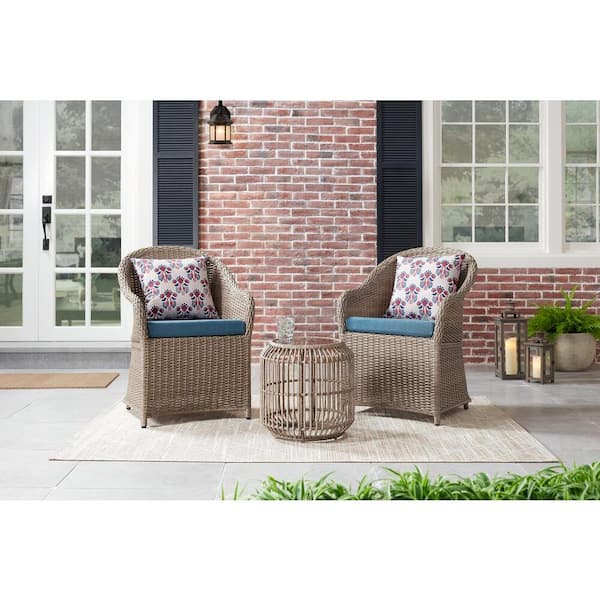 StyleWell Florence 3 Piece Wicker Outdoor Patio Bistro Set with