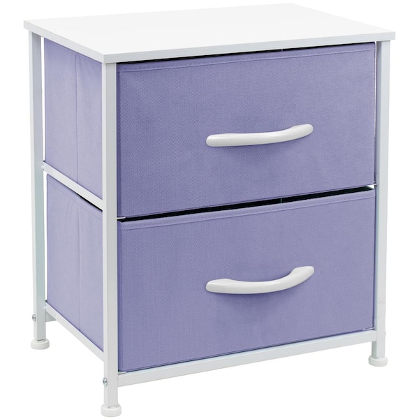 Sorbus Nighstand 2-Drawer Purple Dresser 17.75 in. L x 11.87 in. W x 20 in. H