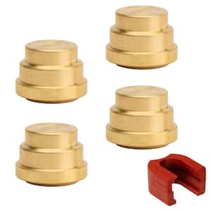 1 in. Push-to-Connect Brass End Stop (Cap) Fitting with SlipClip Release Tool (4-Pack)