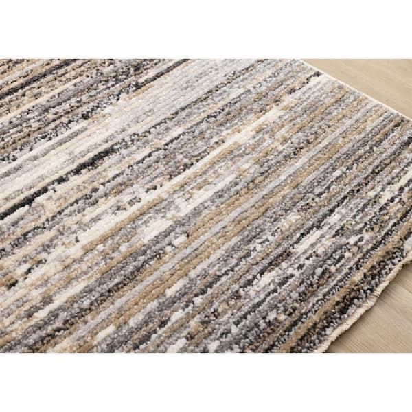 Solvyn Collections 8 ft. x 11 ft. Grey Stripes Indoor Area Rug