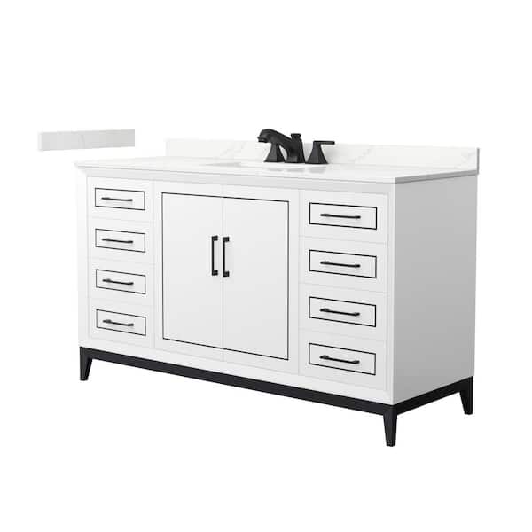 Wyndham Collection Marlena 60 in. W x 22 in. D x 35.25 in. H Single Bath Vanity in White with Giotto Quartz Top