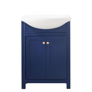 Marian 24 in. W x 17 in. D Bath Vanity in Blue with Porcelain Vanity Top in White with White Basin
