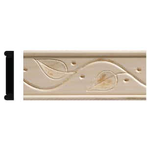 425 11/32 in. x 1-3/4 in. x 96 in. White Hardwood Embossed Ivy Chair Rail Moulding