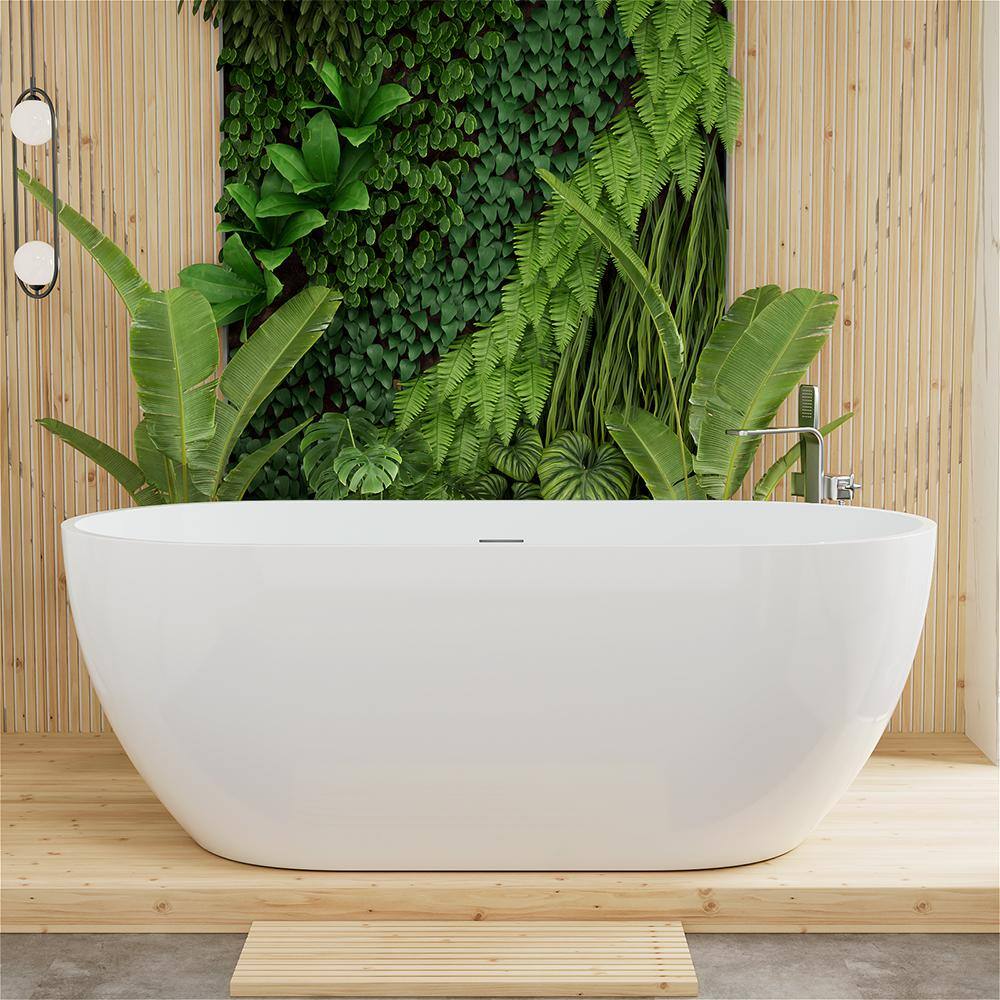 MYCASS 65 in. x 28.34 in. Acrylic Flatbottom Freestanding Soaking