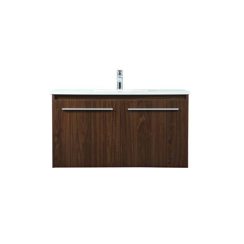 Simply Living 36 in. W x 18 in. D x 19.7 in. H Bath Vanity in Walnut with I
