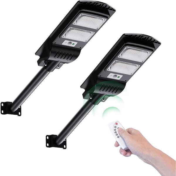 YANSUN 200 -Watt Equivalent 4000 Lumens Integrated LED Black Waterproof Motion Sensor Dusk to Dawn Flood Light(2-Pack)