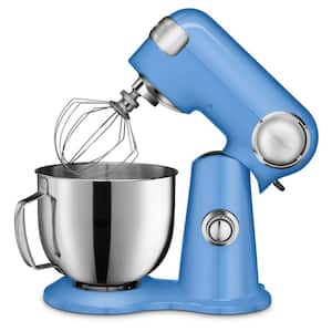 Precision Master 5.5 Qt. 12-Speed Periwinkle Blue Die Cast Stand Mixer with Attachments