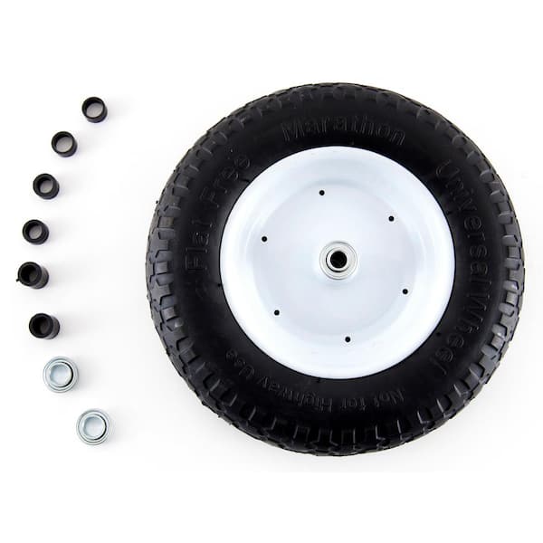 13 x 4  PUNCTURE PROOF Wheelbarrow PLASTIC Wheel Tyre 4.00-6 1/2" BORE With AXLE 