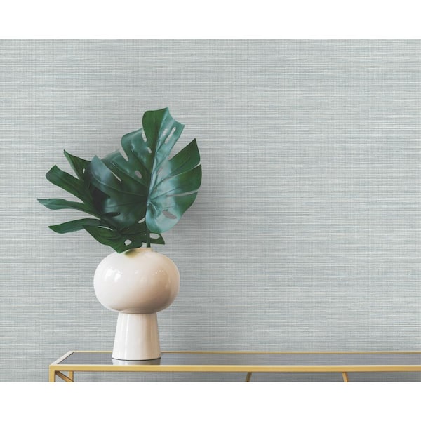 Blue Winn Aqua Faux Grasscloth Wallpaper Sample