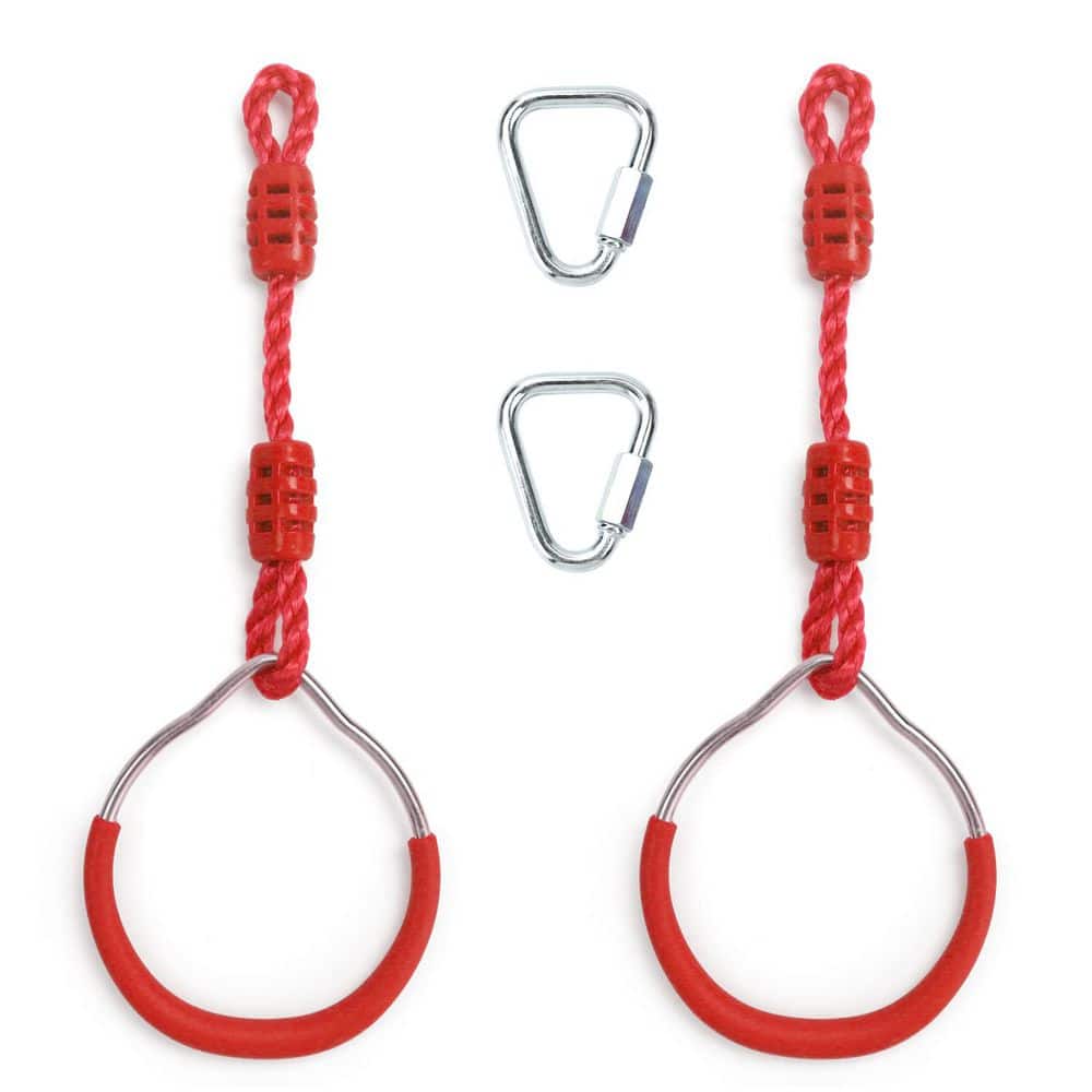 2-Pack Ninja Rings Obstacle Course Swing Set, Red Plastic Rings with ...