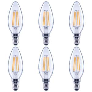 40-Watt Equivalent B11 Dimmable Clear Glass Filament Vintage E12 Candelabra Base Cool White LED Light Bulb (6-Pack)