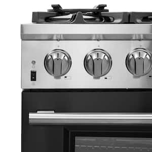 Capriasca 36 in. 5.36 cu. ft. with 6 Burners Gas Range and Electric 240-Volt Oven in Stainless Steel with Black Door