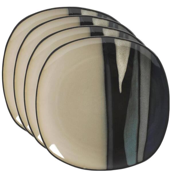 HOMETRENDS Althea 4 Piece 8.5  in. Soft Square Stoneware Salad Plate Set in Teal