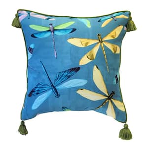 Multi-Colored Dragonflies Indoor/Outdoor 18 x 18 Capri Multi-Colored Decorative Throw Pillow