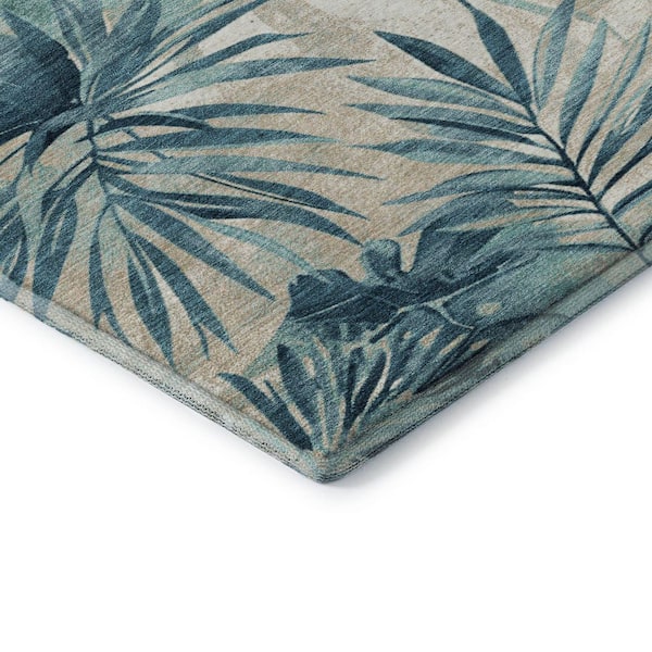 Mayfield Premium Machine Washable Abstract AMF1886 Teal 8 ft. x 10 ft. Area Rug