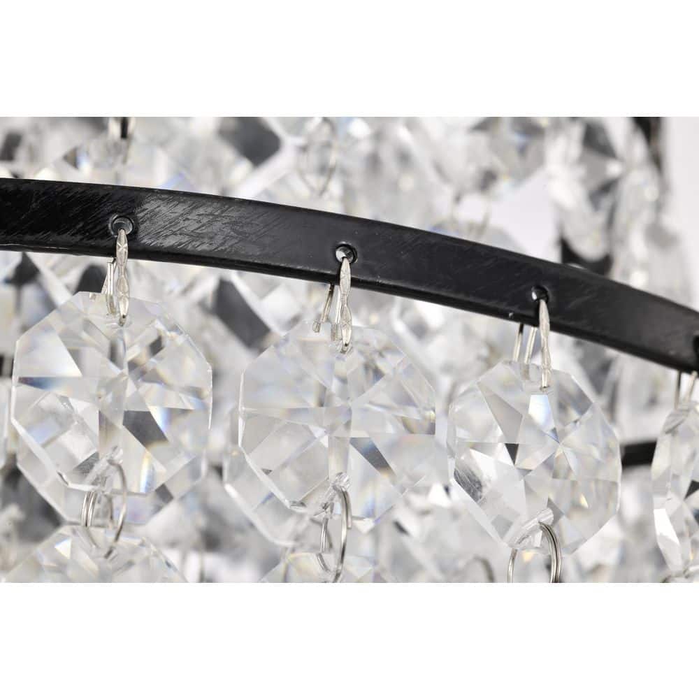 Antique Black Mini Chandelier with Tiered Crystal Cascades