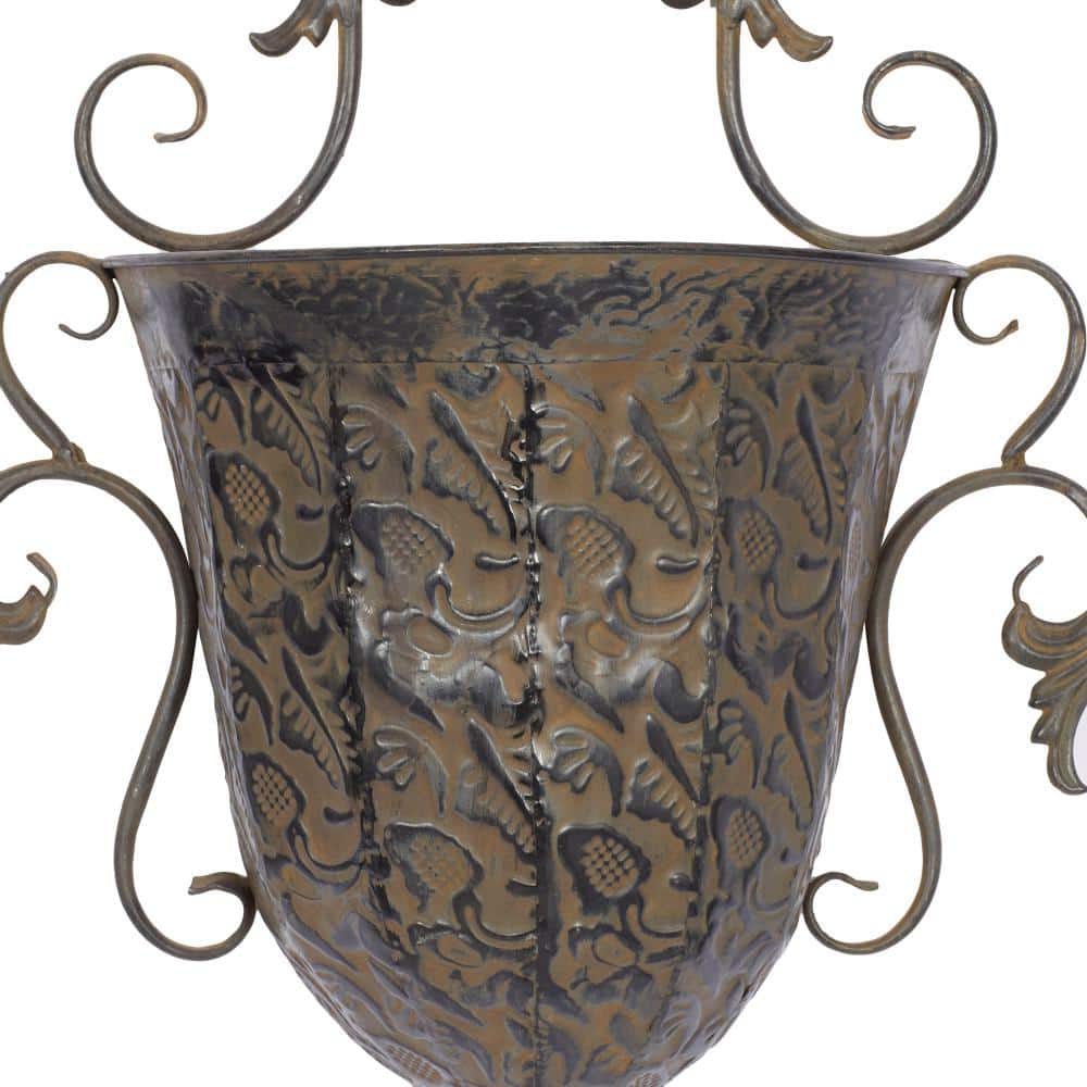 Antique Copper Scrollwork Iron Wall Planters Set of 2