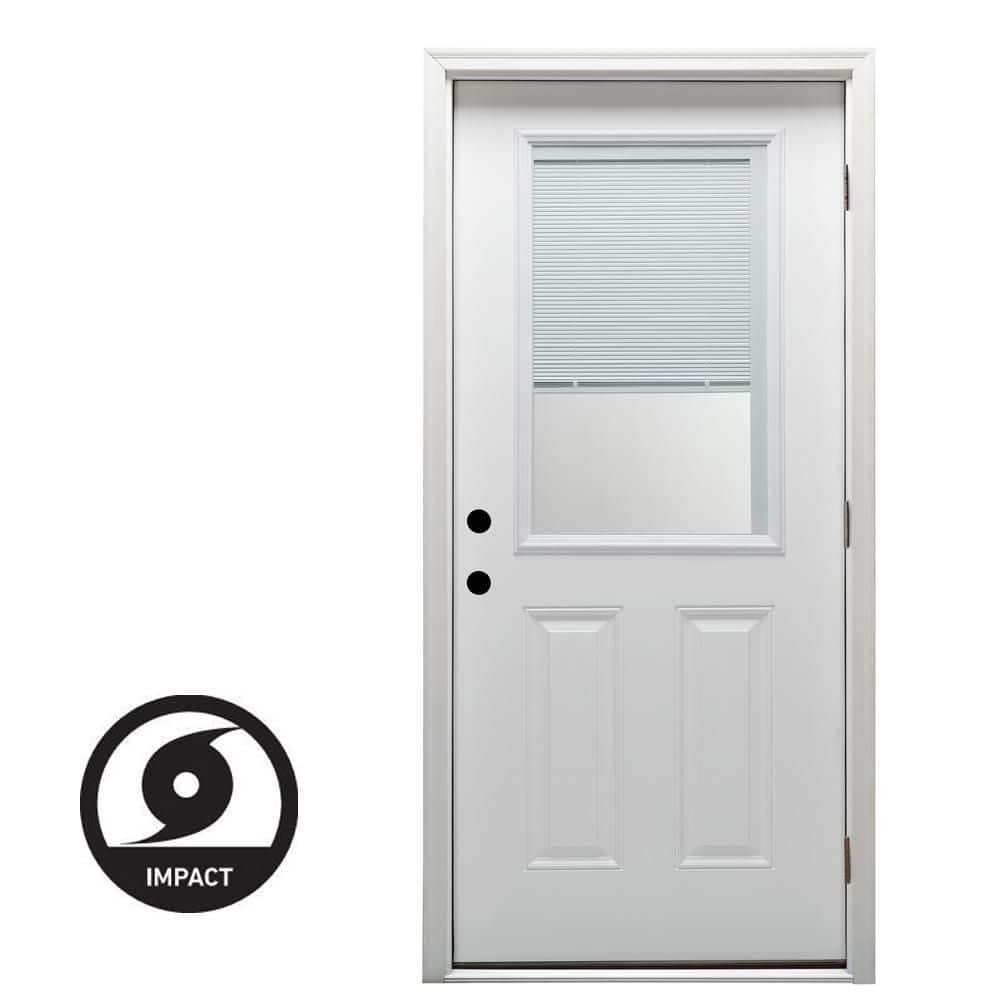 MMI DOOR 36 in. x 80 in. Severe Weather Internal Blinds Left-Hand