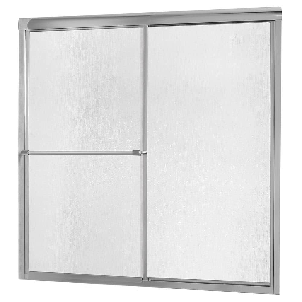 Tides 56 in. to 60 in. x 58 in. H Framed Sliding Tub Door in Silver with Rain Glass price history on PriceWatchPro