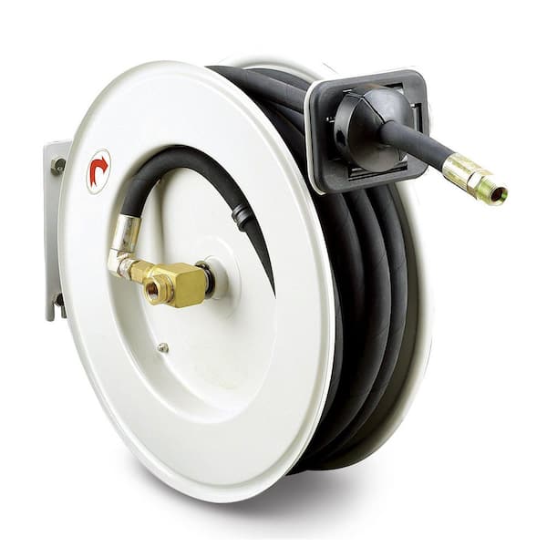 1/2 in. x 50 ft. Steel Single Arm L-Base Oil Hose Reel SAE 100R1AT Hose