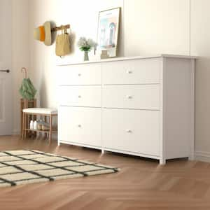 6-Drawer White Chest of Drawers Dressers with 2 Oversized Drawers 32.4 in. H x 56 in. W x 15.8 in. L