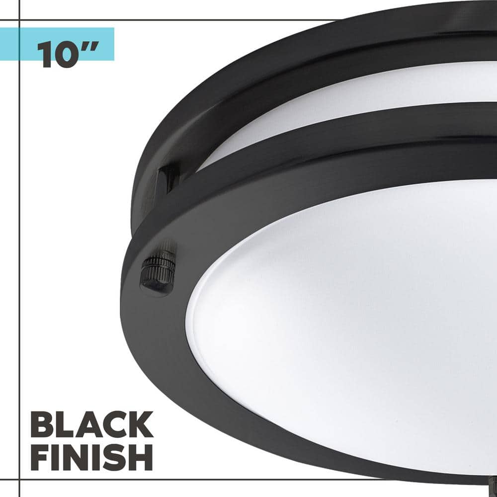 Matte Black 10" LED Flush Mount Ceiling Light, 5-Color Adjustable