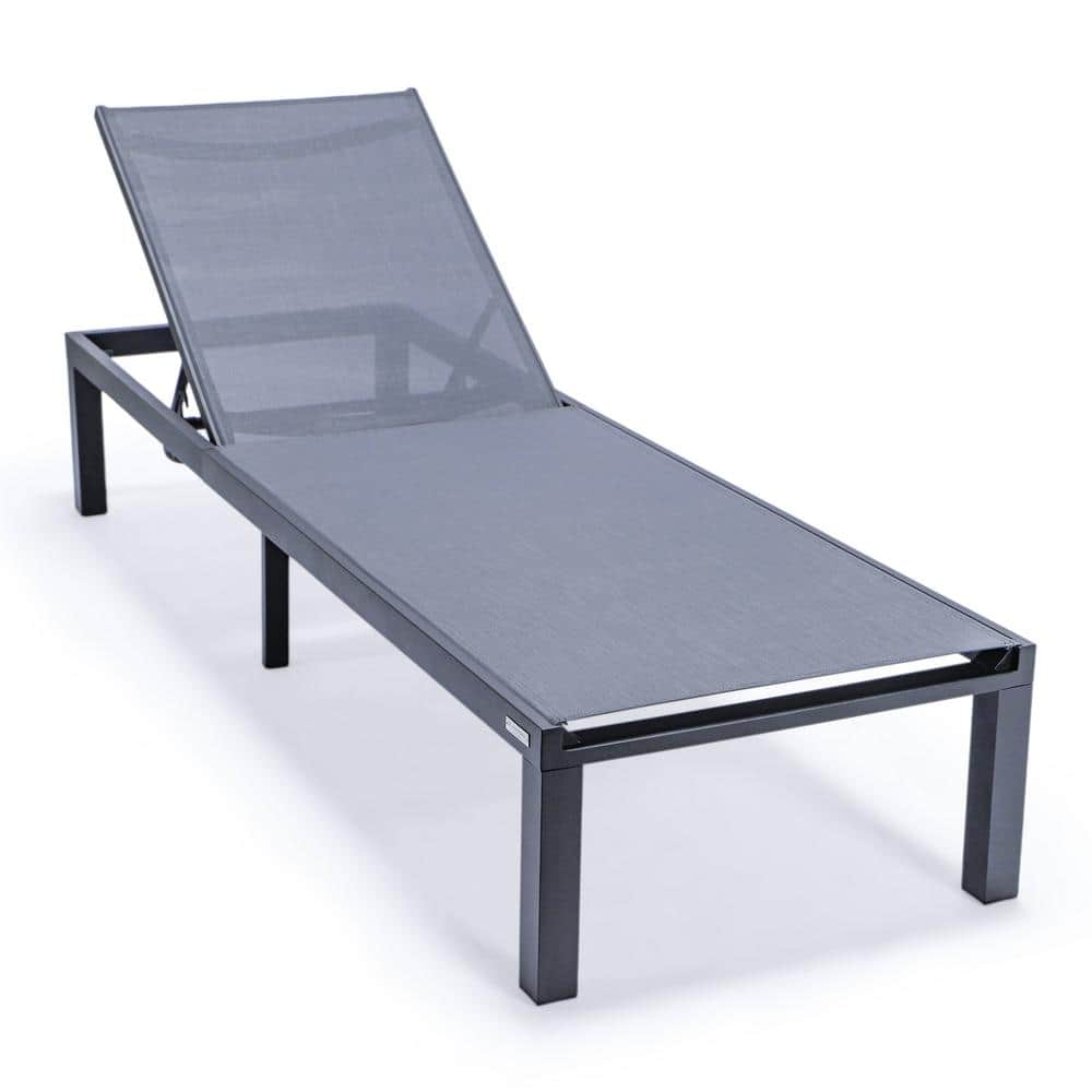 Leisuremod Marlin Modern Black Aluminum Outdoor Patio Chaise Lounge ...