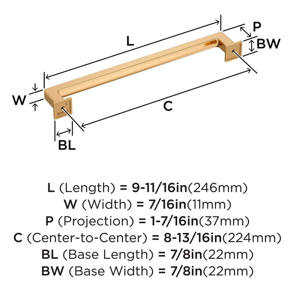5pk Lintel 8-13/16 in. (224mm) Center-to-Center Champagne Bronze Bar Cabinet Pull